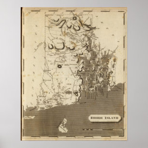 Póster Mapa de Rhode Island por Arrowsmith