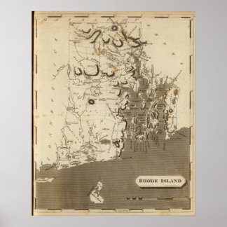 Póster Mapa de Rhode Island por Arrowsmith