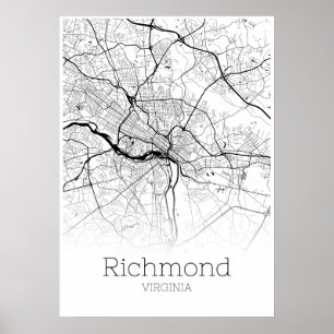Póster Mapa de Richmond - poster del mapa de Virginia