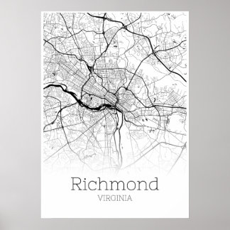 Póster Mapa de Richmond - Virginia - Poster del Mapa de l