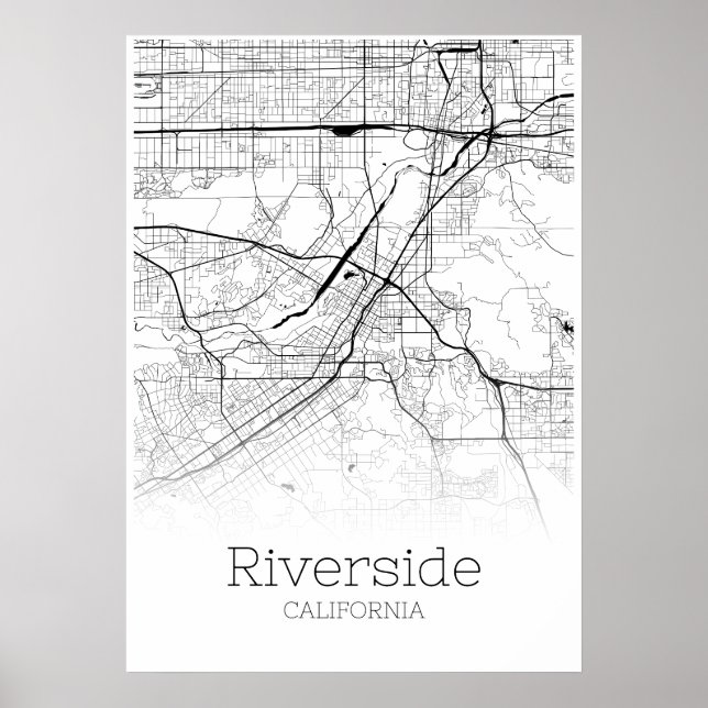 Póster Mapa de Riverside - California - Poster de Mapa de (Frente)