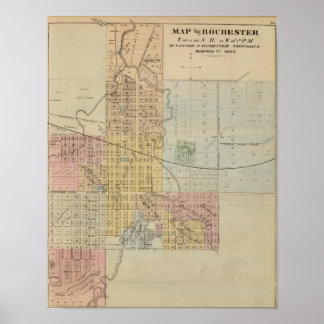 Póster Mapa de Rochester, Minnesota