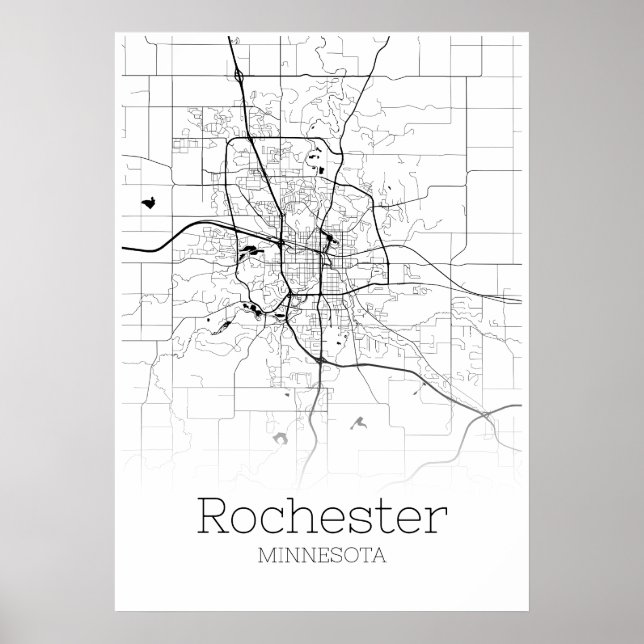 Póster Mapa de Rochester - Minnesota - Poster del Mapa de (Frente)