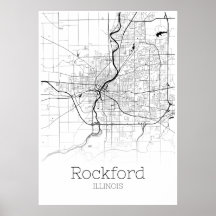 Mapa de Rockford - Illinois - Poster de Mapa de la