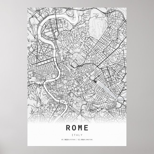 Póster Mapa de Roma de la ciudad de las caricaturas (Frente)