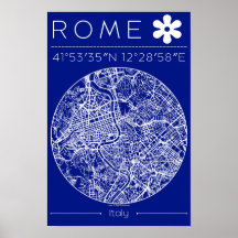 Mapa de Roma en cartel blueprint – Diseño circular