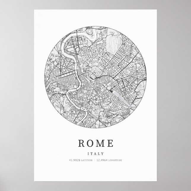Póster Mapa de Roma Italia (Frente)