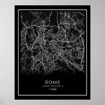 Mapa de Roma - Poster del Mapa Negro de Roma