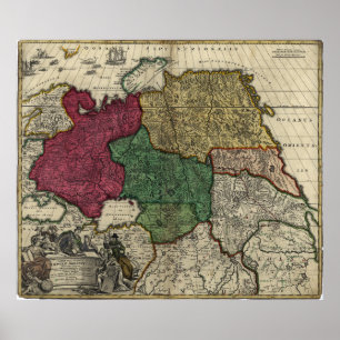 Póster Mapa de Rusia (1704)