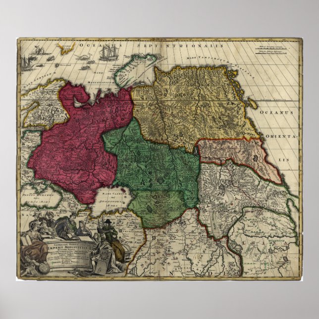 Póster Mapa de Rusia (1704) (Frente)