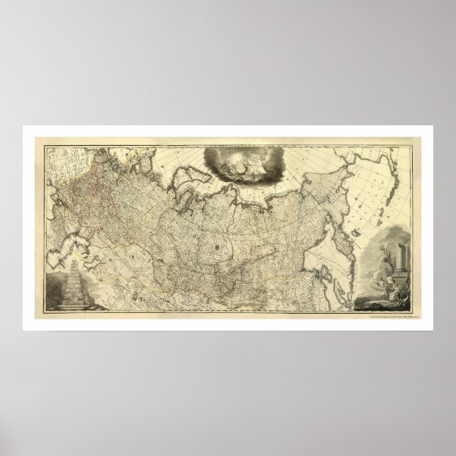 Póster Mapa de Rusia 1786 (Frente)