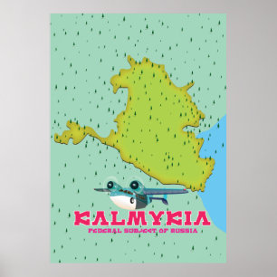 Póster Mapa de Rusia de Kalmykia