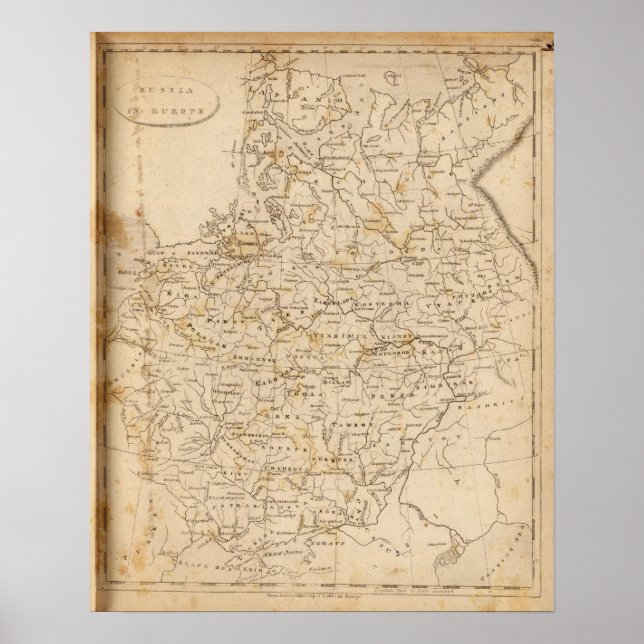 Póster Mapa de Rusia en Europa por Arrowsmith (Frente)