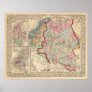 Póster Mapa de Rusia, Suecia y Noruega de Mitchell