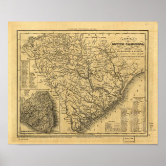 Póster Mapa de rutas ferroviarias y marítimas de Carolina