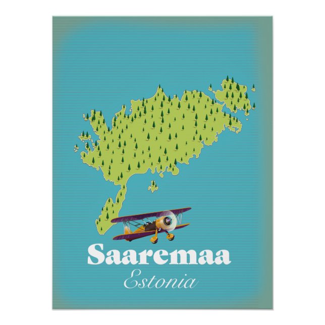 Póster Mapa de Saaremaa Estonia (Anverso)