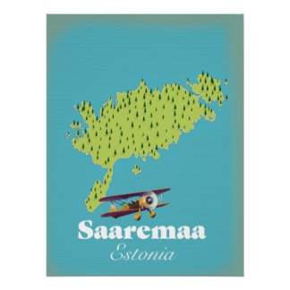 Póster mapa de Saaremaa Estonia
