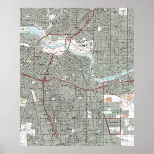 Póster Mapa de Sacramento California (1992)