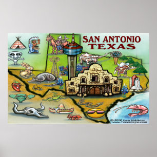 Póster Mapa de San Antonio TEXAS