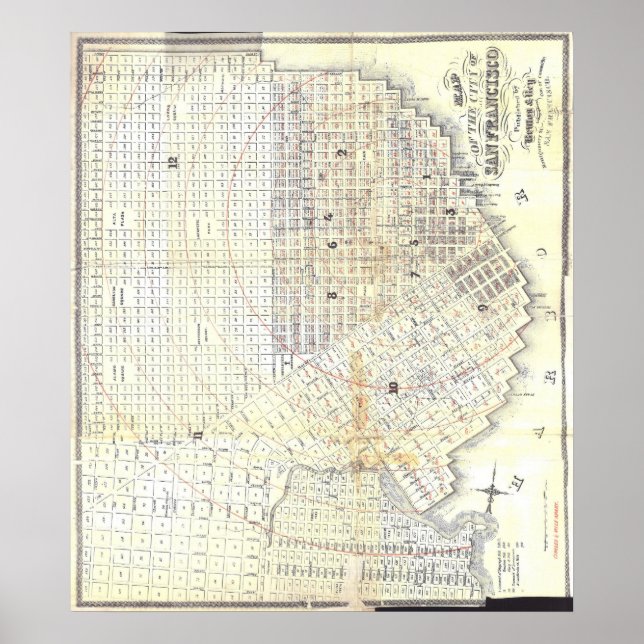 Póster Mapa de San Francisco de 1862 (Frente)