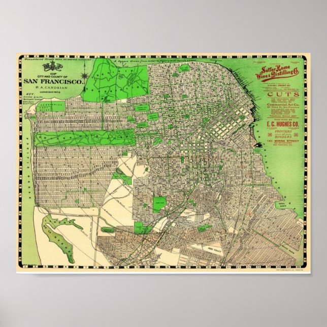 Póster Mapa de San Francisco de 1909 (Frente)