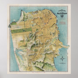 Póster Mapa de San Francisco de Chevalier (1912)