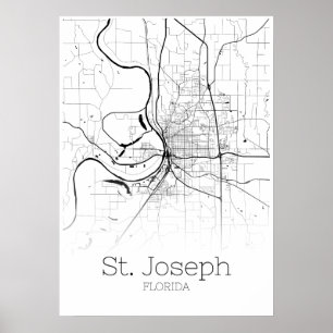 Póster Mapa de San José - Missouri - Poster de Mapa de la