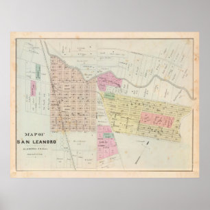 Póster Mapa de San Leandro CA (1878)