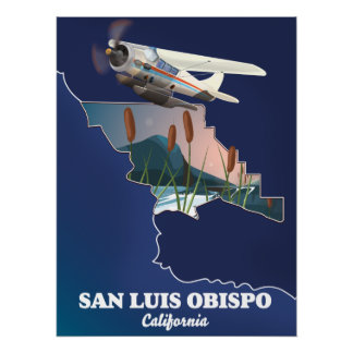 Póster Mapa de San Luis Obispo California
