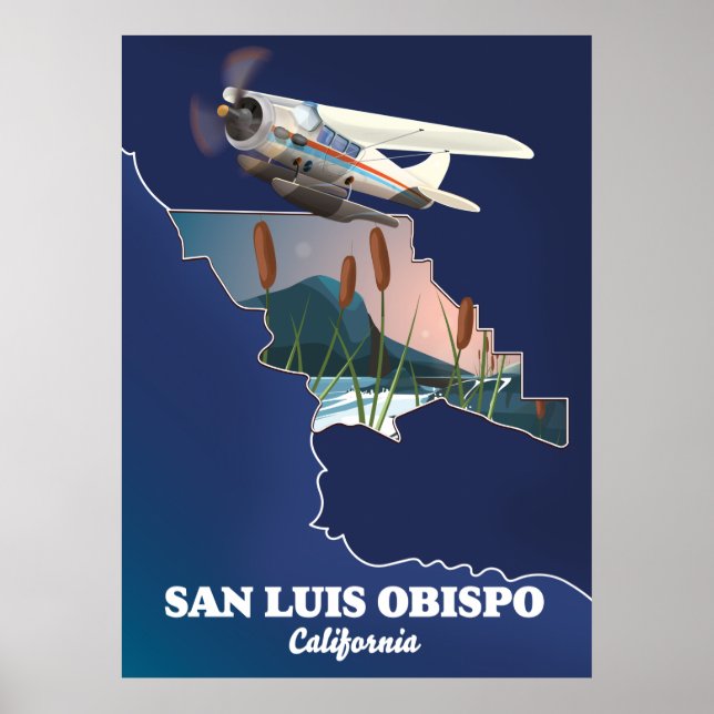 Póster Mapa de San Luis Oispo California (Frente)