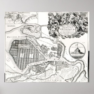 Póster Mapa de San Petersburgo