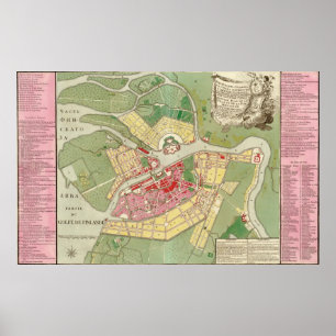 Póster Mapa de San Petersburgo de 1776