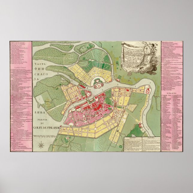 Póster Mapa de San Petersburgo de 1776 (Frente)