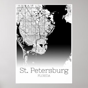 Póster Mapa de San Petersburgo - Florida - Poster de Mapa