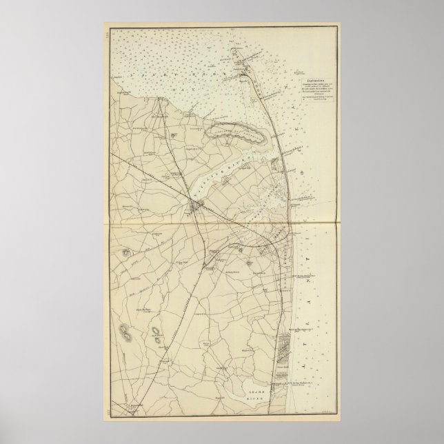 Póster Mapa de Sandy Hook a la costa del río Tiburón (Frente)