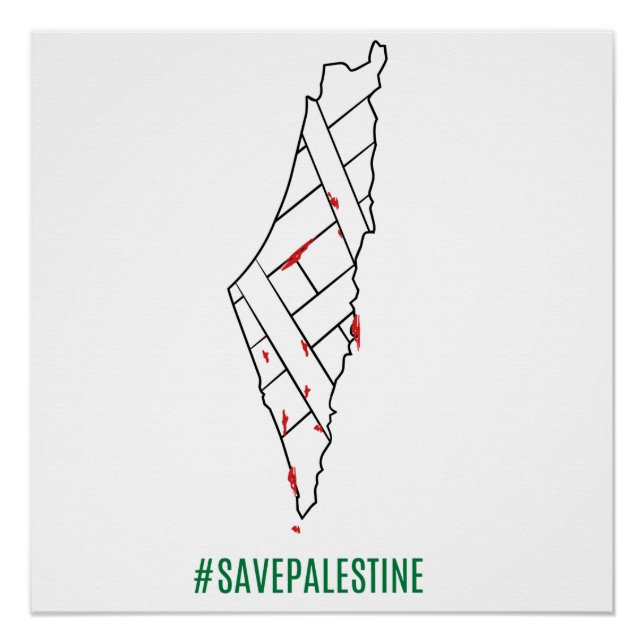 Póster Mapa de sangrado de Save Palestine - Libertad para (Anverso)