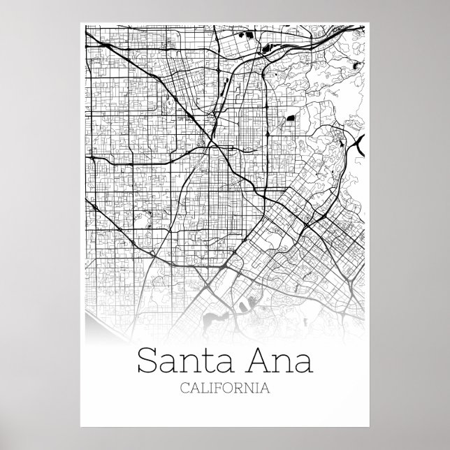 Póster Mapa de Santa Ana - California - Poster de Mapa de (Frente)