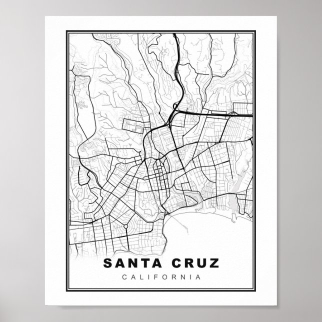 Póster Mapa de Santa Cruz (Frente)