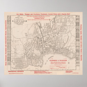 Póster Mapa de Santa Cruz de la CA (1909) Ciudad Vieja de