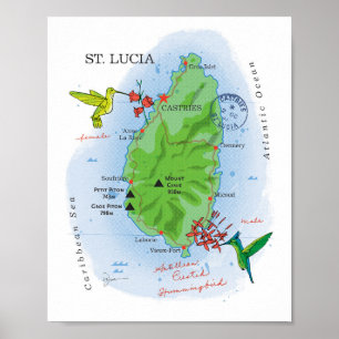 Póster Mapa de Santa Lucía 8x10