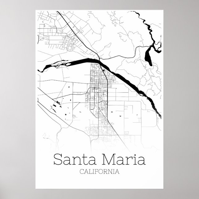 Póster Mapa de Santa María - California - Poster de Mapa  (Frente)