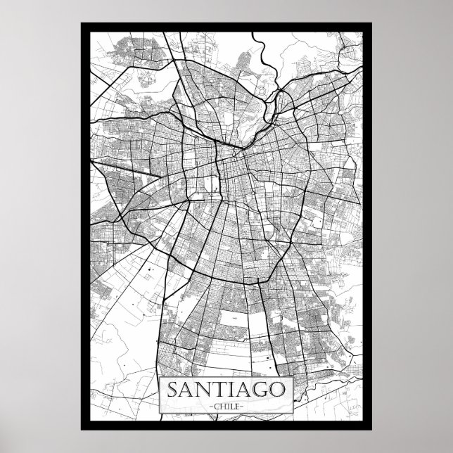Póster Mapa de Santiago de Chile (Frente)