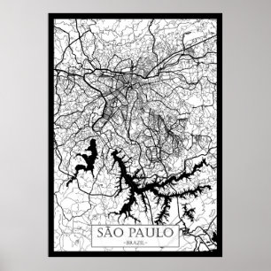 Póster Mapa de São Paulo Brasil