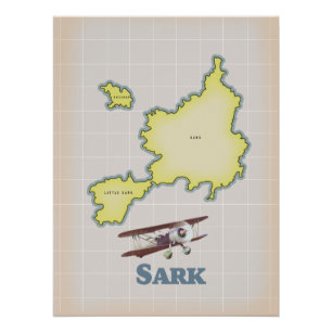 Póster Mapa de Sark estilo vintage