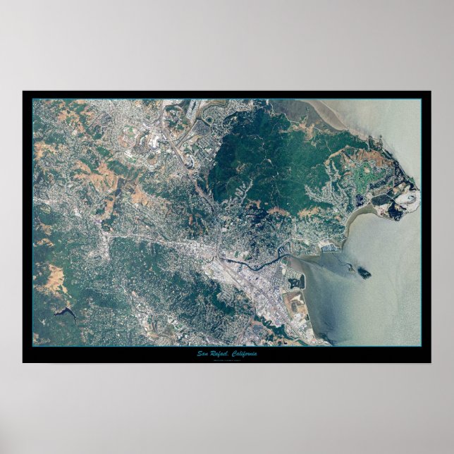 Póster mapa de satélite de San Rafael, California en póst (Frente)