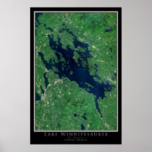 Póster Mapa de satélites del Lago Winnipesaukee New Hamps