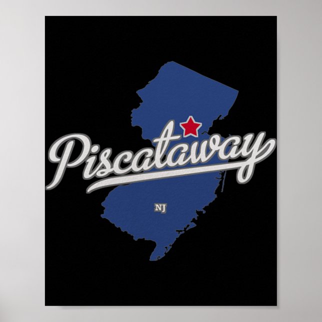 Póster Mapa de Scataway Nueva Jersey Nj (Frente)