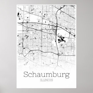 Póster Mapa de Schaumburg - Illinois - Poster de Mapa de 