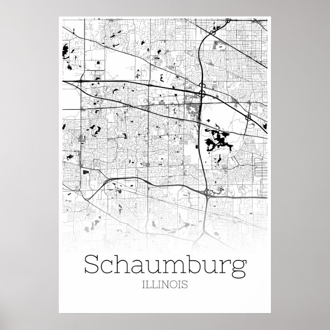 Póster Mapa de Schaumburg - Illinois - Poster de Mapa de  (Frente)