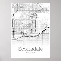 Mapa de Scottsdale - Arizona - Poster de mapas de 